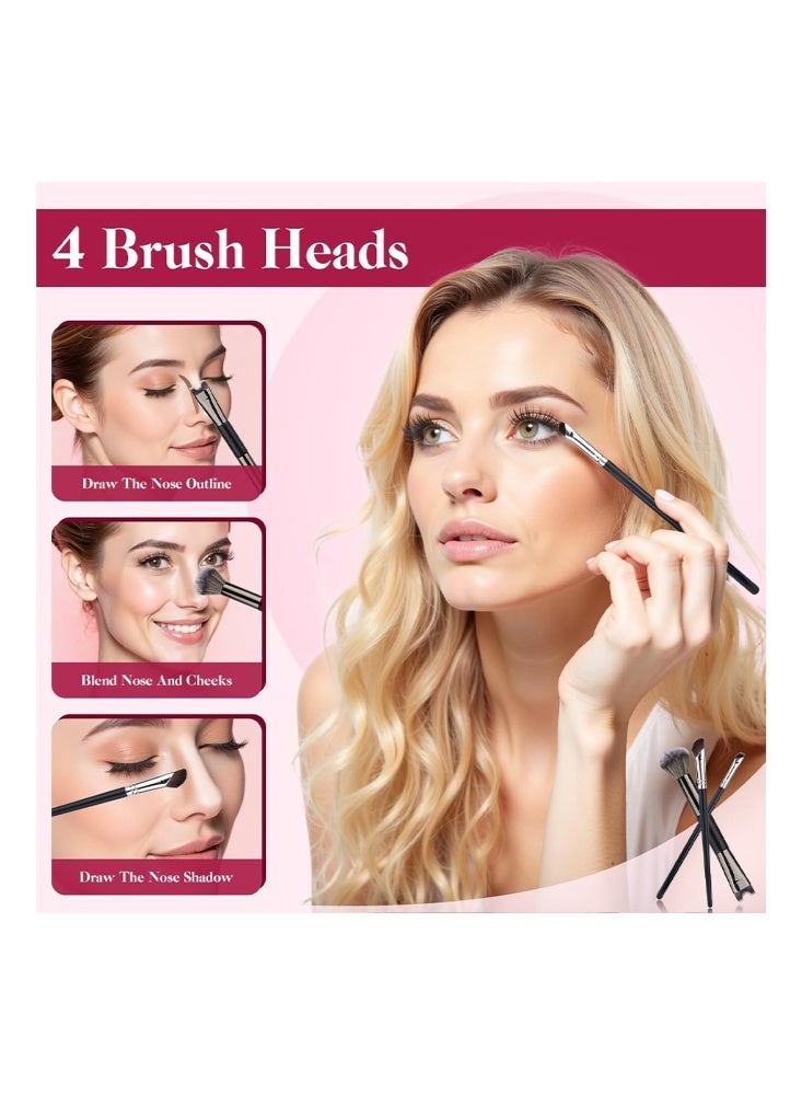 DNM 3 Pcs Sculpting Dual-End Nose Brush, 2-In-1 U-Shaped Brush and Fluffy Brush - Foundation Pinsel Contour Brush - for Precise Nose and Face Contouring (Black) - Image 3