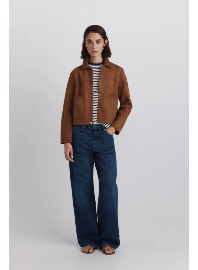 Springfield Faux suede jacket with pockets