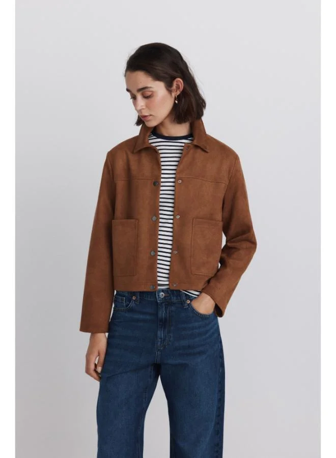 Springfield Faux suede jacket with pockets