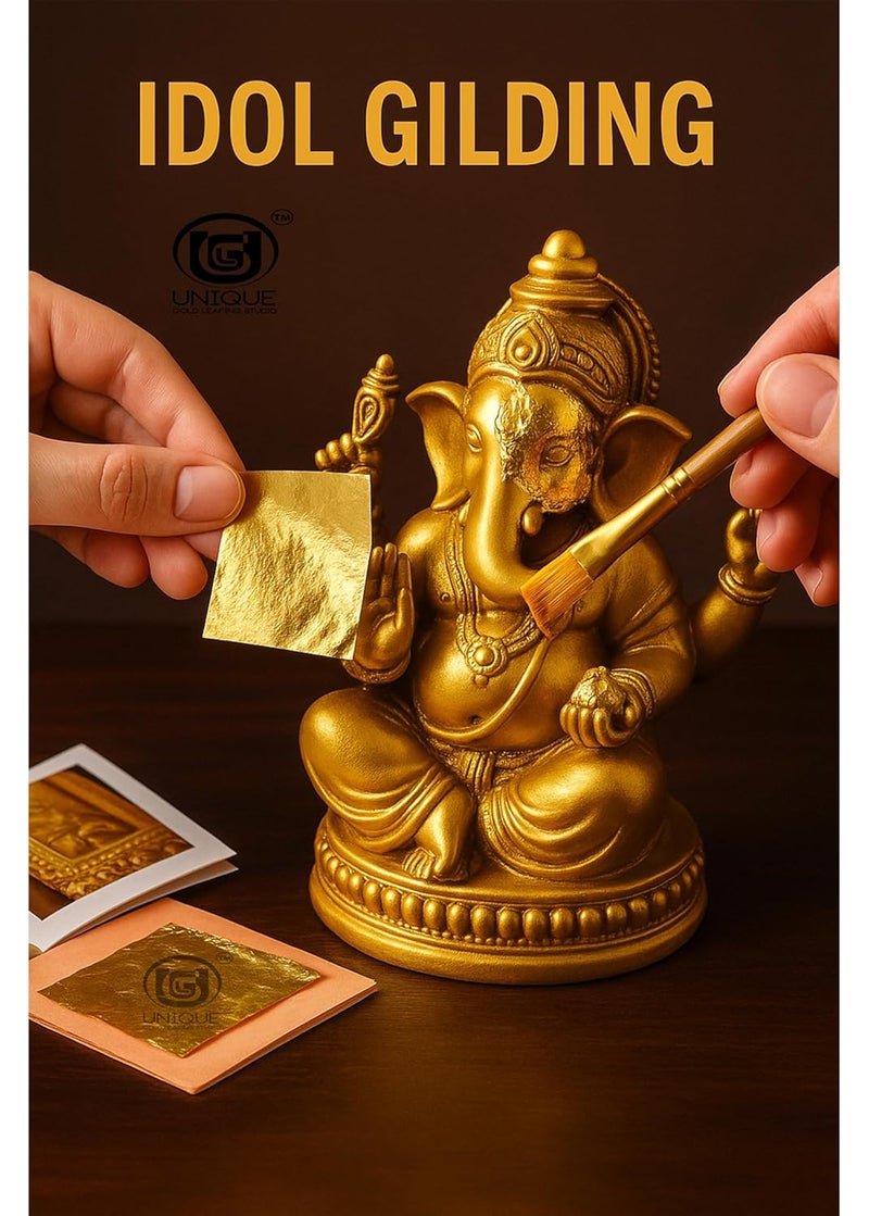 Unique Gold Leafing Studio أوراق رقائق الذهب UGLS 16x16 للزخرفة، تزيين المنزل، الفنون والحرف، فنون الرسم والأظافر وDIYS IG1LS (#2.5 ذهب) - Image 5