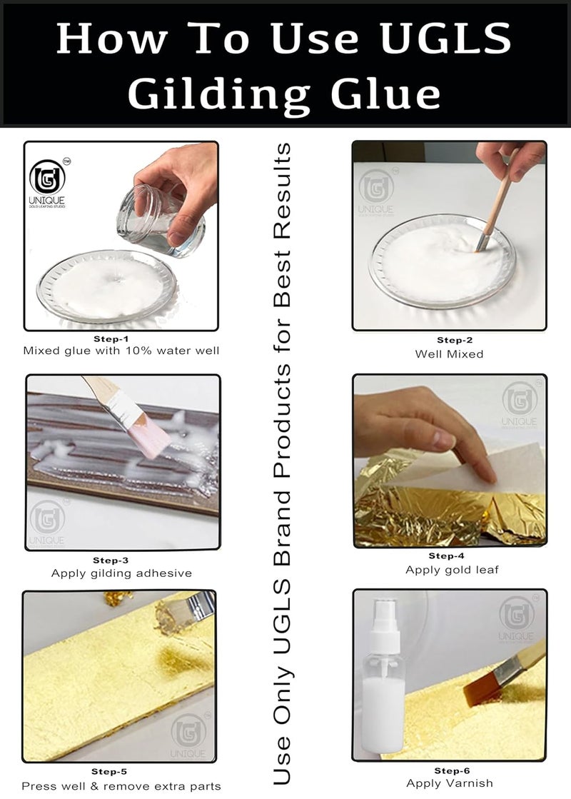 Unique Gold Leafing Studio أوراق رقائق الذهب UGLS 16x16 للزخرفة، تزيين المنزل، الفنون والحرف، فنون الرسم والأظافر وDIYS IG1LS (#2.5 ذهب) - Image 3