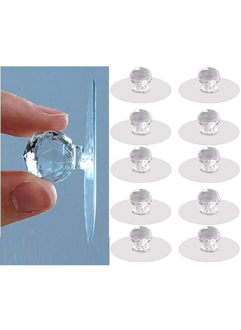 Maahixa Maahixa 10 Pcs Diamond Crystal Shaped Strong Sticker Sticky Heavy Duty Wall Hooks for Hanging HomeKitchen Bathroom Key Frame Holders Pack of 10  - Image 1