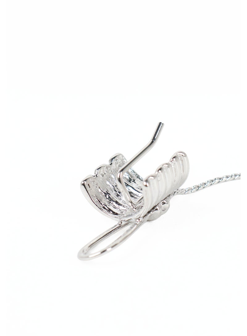 ZAAS Silver Bow Hair Cuff with Chain Detail - Image 4