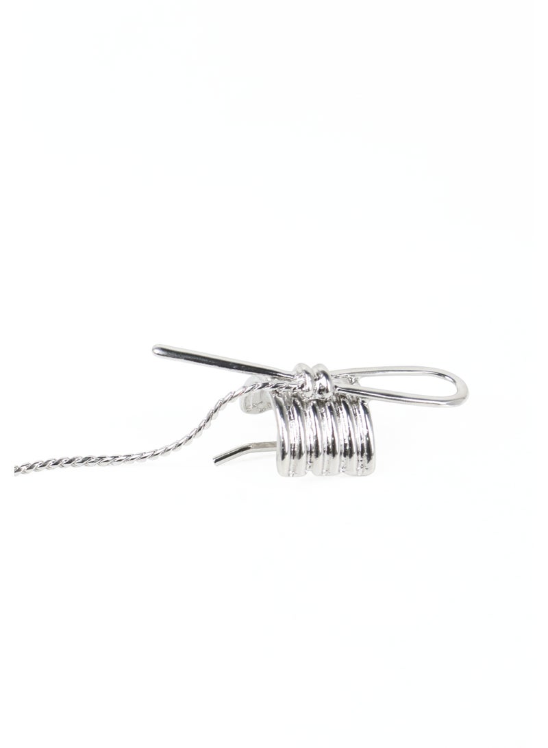 ZAAS Silver Bow Hair Cuff with Chain Detail - Image 5