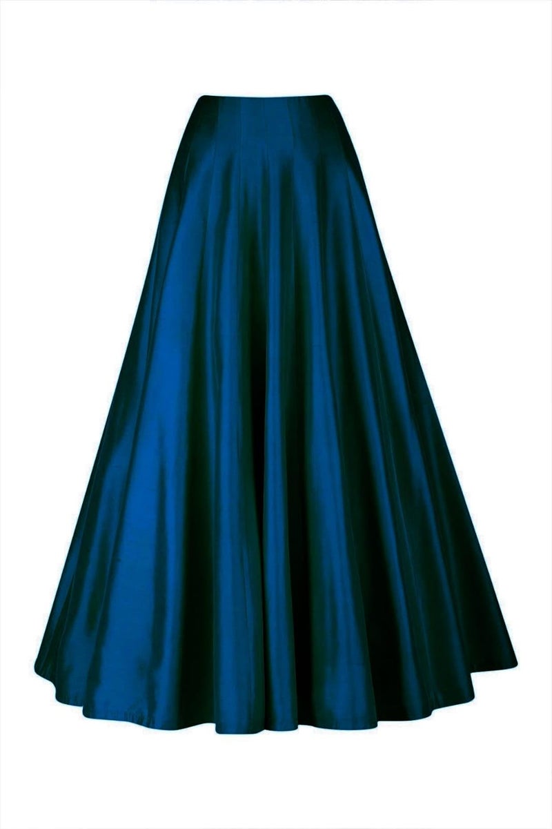 JANAK Girls Silk Fabric Long Ghera Kali Pattern Skirt (Navy Blue), Free Size - Image 5