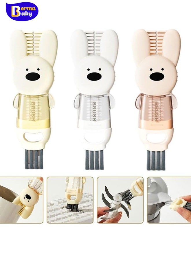 Berma Baby فرشاة تنظيف فجوات زجاجات الأطفال متعددة الأغراض 3 في 1، مجموعة من 3 فرش تنظيف غطاء الكوب، أدوات تنظيف شقوق الكوب، فرشاة تنظيف زجاجات المياه، أدوات تنظيف المطبخ المنزلي  - Image 3