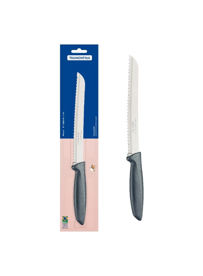 ترامونتينا سكين خبز ترامونتينا بلينوس بشفرة من الفولاذ المقاوم للصدأ ومقبض من البولي بروبيلين الرمادي 8 بوصات - Image 1