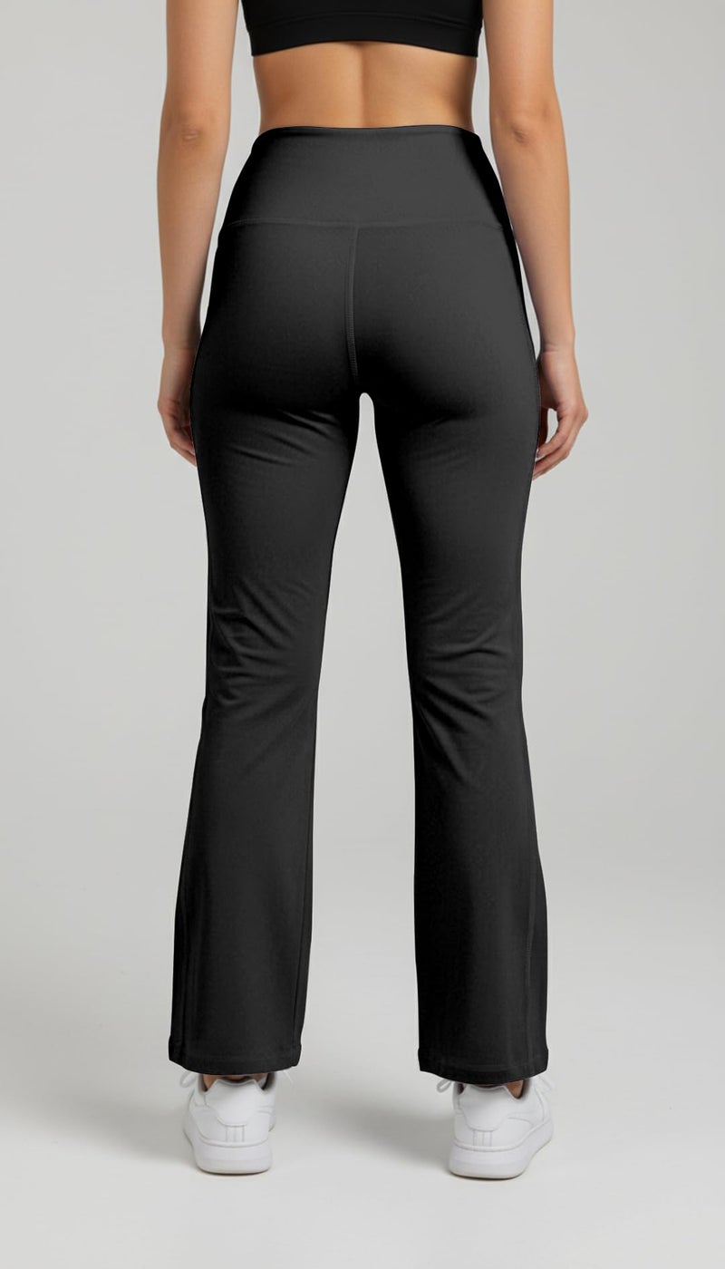 Mehrang High Waist Wide Leg with Side Pockets || Stretchable Tights || Sports Fitness Activewear Yoga Pants for Women (in, Alpha, L, Regular, Black) - Image 3