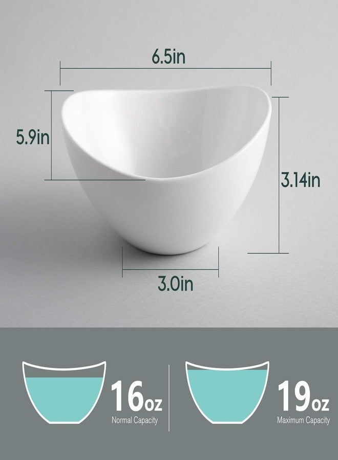Samsle 19 Ounces Ceramic Serving Bowls, Sturdy Porcelain White Oval Salad Bowls, Stackable Food Server Fruit Display Dishes for Party Dinner, Microwave and Dishwasher Safe, Set of 6 - Image 2