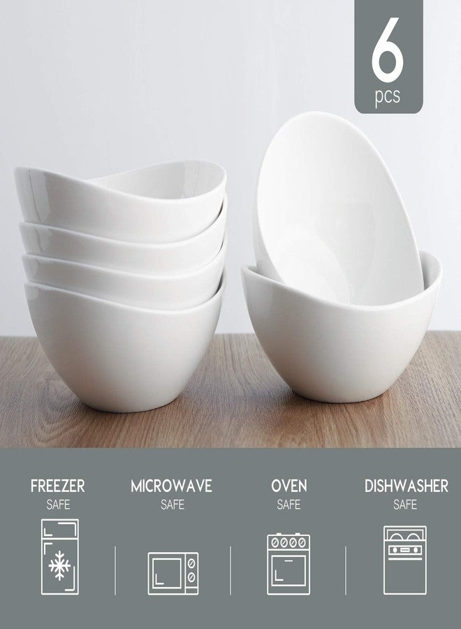Samsle 19 Ounces Ceramic Serving Bowls, Sturdy Porcelain White Oval Salad Bowls, Stackable Food Server Fruit Display Dishes for Party Dinner, Microwave and Dishwasher Safe, Set of 6 - Image 3