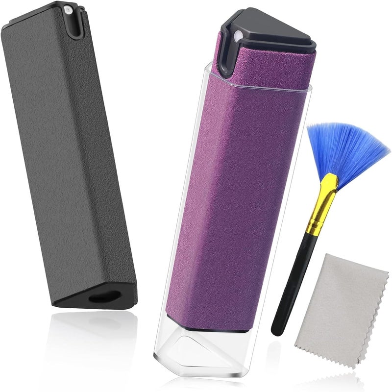 JiaTeums Screen Cleaner Pack of 2 with Refill 18 ml Spray and Screen Cleaning Wipes - Display Screen Cleaner Car for LED, TFT, Plasma and Much More (Grey + Purple) - Image 1