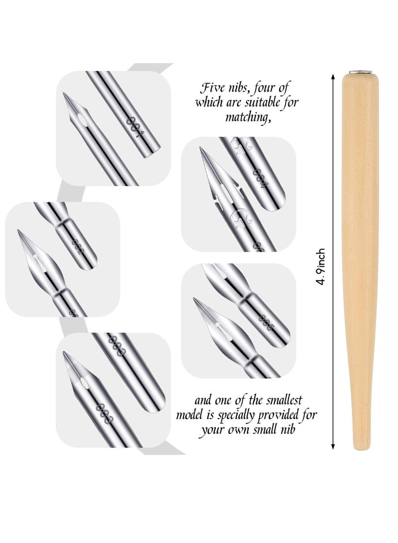 Generic 11 Pieces Comic Pen Nib Set, G-Pen Ink Nib Stainless Steel Drawing Comic Pen Nib Calligraphy Nibs with Wooden Comic Pen Nib Holder for Writing, Painting, Signing, White  - Image 2