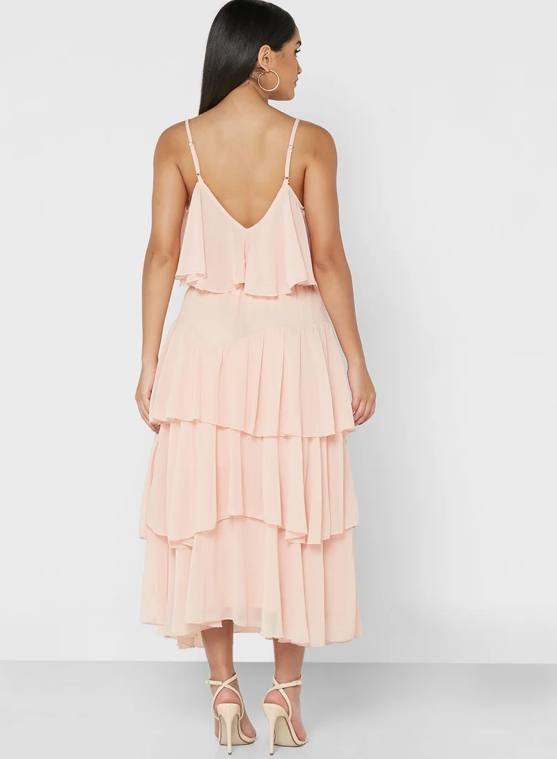 boohoo Cold Shoulder Ruffle Detail Crop Top & Skirt Set