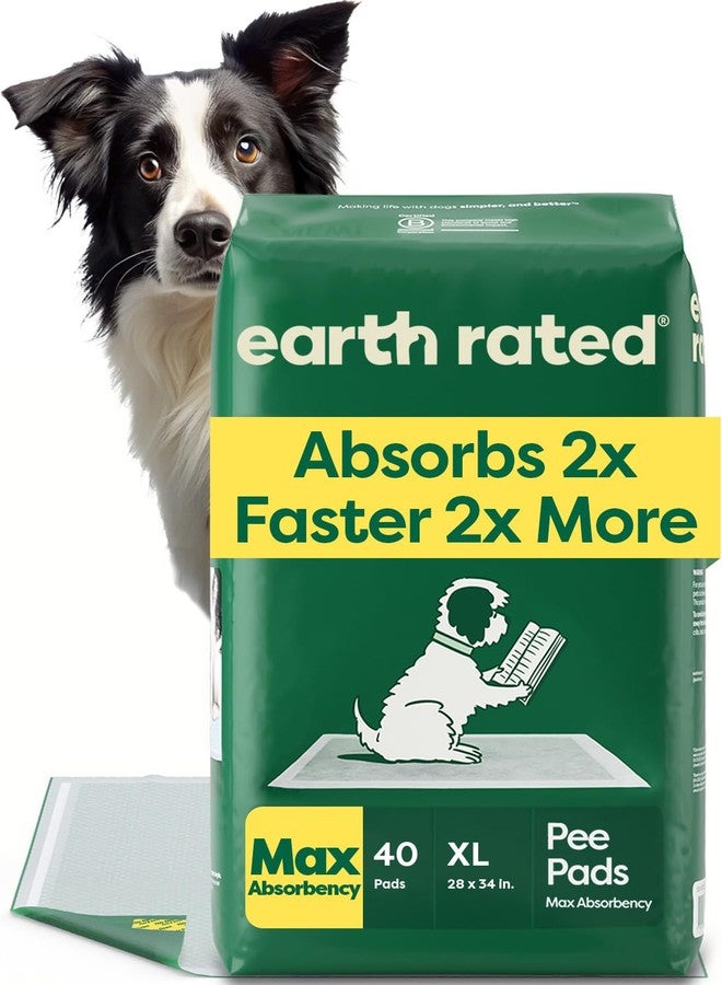 Earth Rated Max Absorbency Puppy Pee Pads for Dogs Absorbs 2X Faster and 2X More, Leak-Proof, Odor-Free, Potty Training Wee Wee Pad, Unscented, XL, 28” x 34”, 40 Count - Image 1