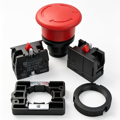 mxuteuk 2pcs 22mm 2 NC Red Mushroom Emergency Stop Push Button Switch AC 660V 10A, 1 Year Warranty HB2-ES544 - Image 3