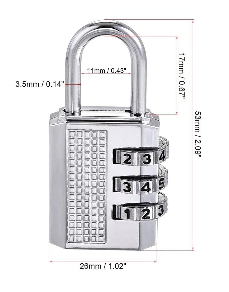 GLUN GLUN Small Luggage Lock 3 Dialer Rechangable Number Lock for Luggage Suitcase Bag Travel Bags Combination Pad Lock  - Image 5