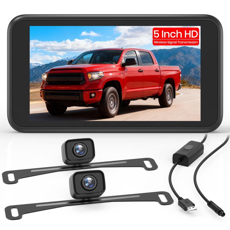 AUTO-VOX Wireless Backup Camera:1080P HD Dual-Channel Monitor, Easy Installation,Stable Digital Transmission Signal,IP69K Waterproof Night Vision Back Up Camera for Truck,SUV,Car,Vans - Image 1