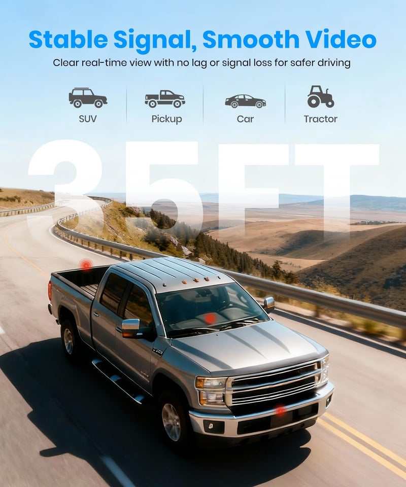 AUTO-VOX Wireless Backup Camera:1080P HD Dual-Channel Monitor, Easy Installation,Stable Digital Transmission Signal,IP69K Waterproof Night Vision Back Up Camera for Truck,SUV,Car,Vans - Image 4