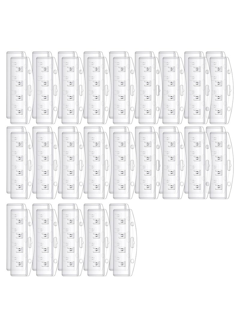 30-Pack Horizontal ID Badge Holders, Rigid Hard Plastic Card Sleeves with Grippers, Easy Access Transparent Protectors for POS Magnetic Credit Cards and Passes, Frosted Pouches. - Image 1