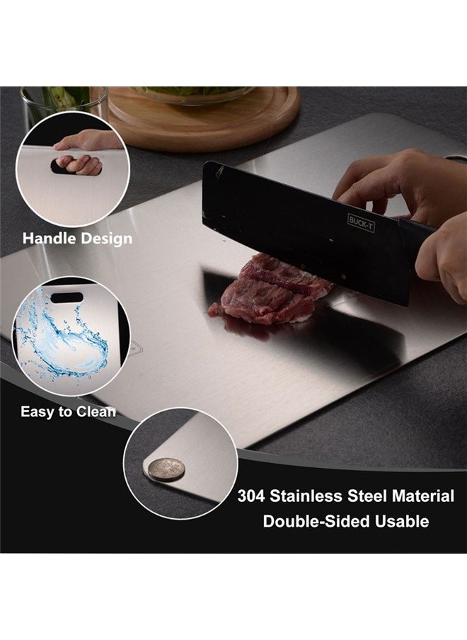 yongsheng Stainless Steel Cutting Board Silver 34*23CM，Stainless Steel Food-Grade Cutting Boards，Cutting Board Double Sided for Kitchen，Easy to Clean Non Stick Chopping Board，Perfect for Various Cooking Tasks  - Image 4