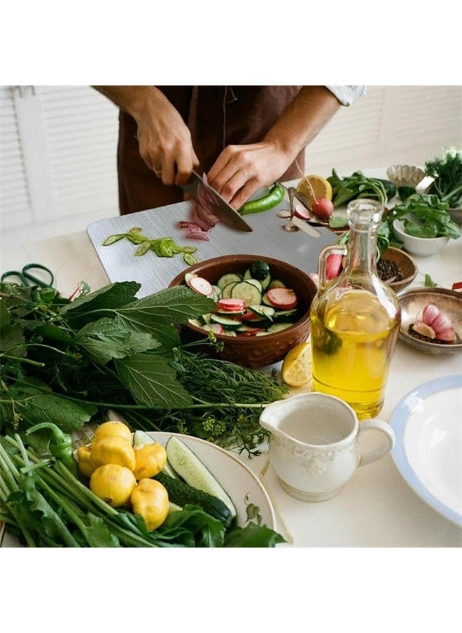 yongsheng Stainless Steel Cutting Board Silver 34*23CM，Stainless Steel Food-Grade Cutting Boards，Cutting Board Double Sided for Kitchen，Easy to Clean Non Stick Chopping Board，Perfect for Various Cooking Tasks  - Image 5