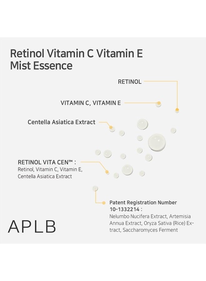 APLB Retinol Vitamin C Vitamin E Mist Essence | RETINOL VITA CEN™ 19.4% 3.55 FL.OZ/Korean Skincare, Replenishing moisture, Revitalize for gentle and improve skin texture through Retinol - Image 4
