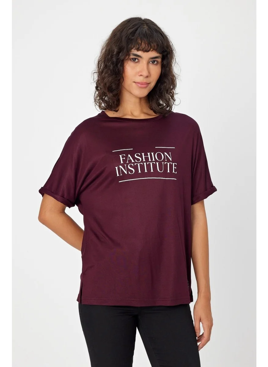 الكسندر جاردي Crew Neck Printed Slit T-Shirt (B24-00212)