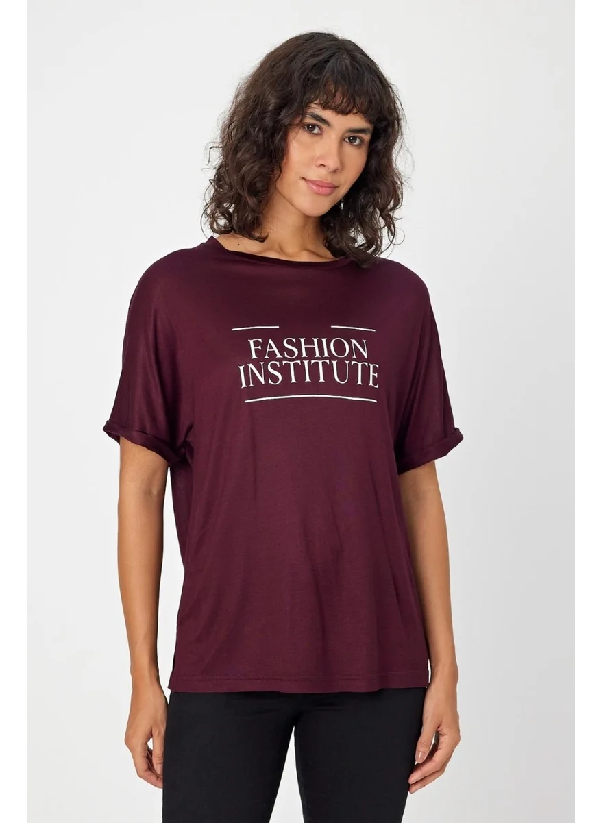 الكسندر جاردي Crew Neck Printed Slit T-Shirt (B24-00212)