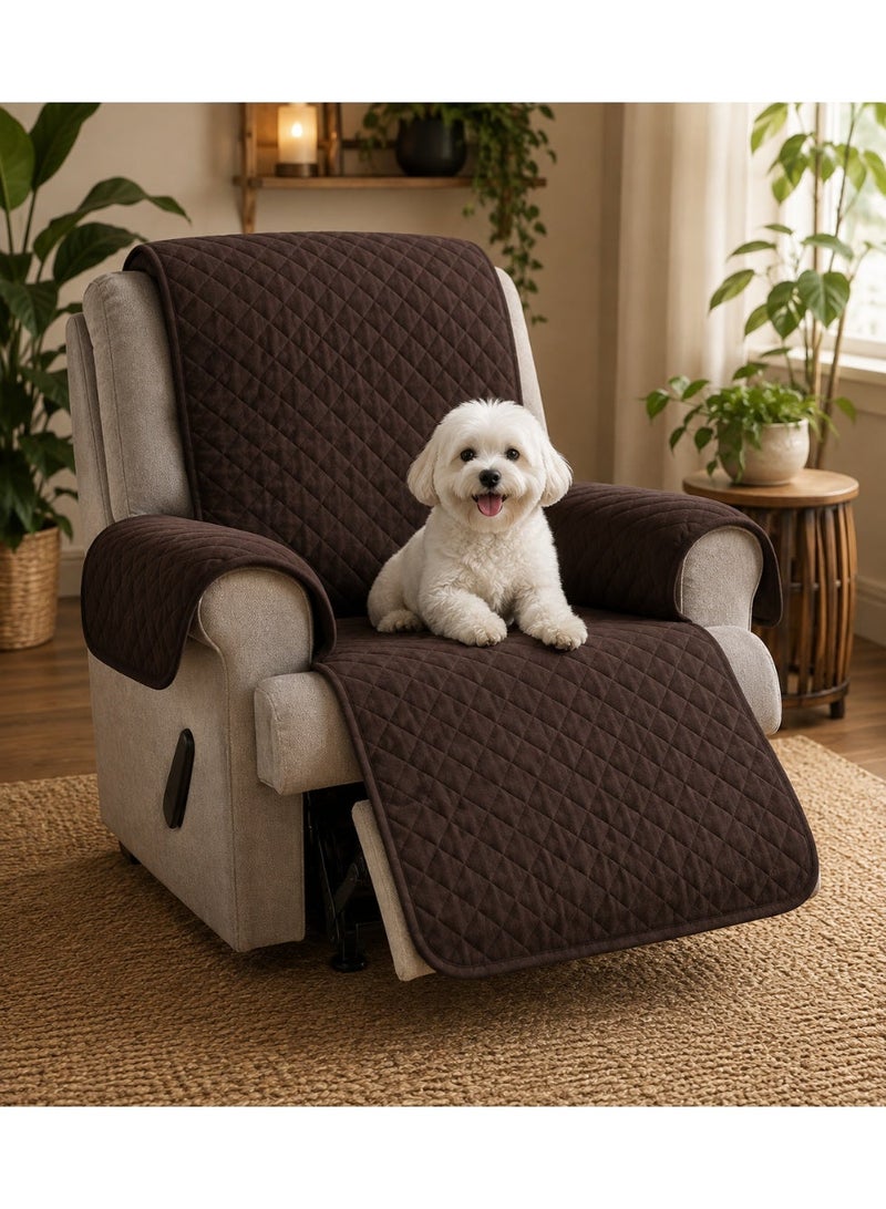 Kimaya Reversible Recliner Sofa Chair Cover, Recliner Slipcover, Recliner Protector (Large, New Chocolate/Beige) - Image 1