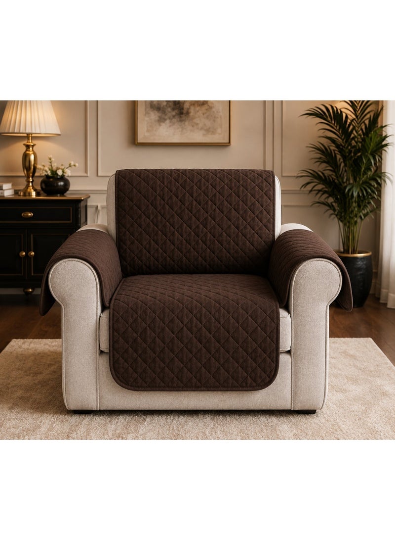 Kimaya Reversible Recliner Sofa Chair Cover, Recliner Slipcover, Recliner Protector (Large, New Chocolate/Beige) - Image 2