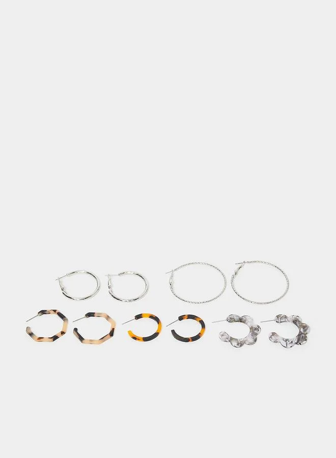 Styli Set of 5 - Assorted Tortoise Hoop Earrings