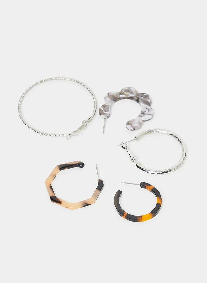 Styli Set of 5 - Assorted Tortoise Hoop Earrings