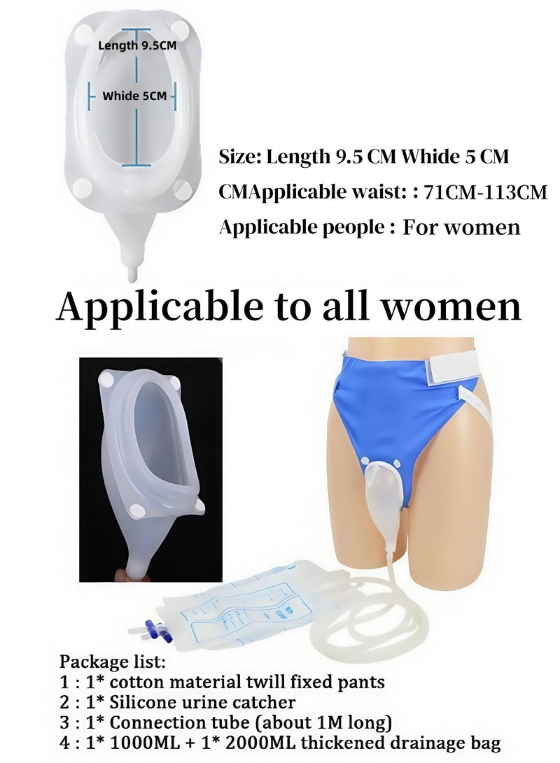 Reusable Silicone Urine Collector with Portable Wearable Urinary Drainage Bag System Wearable Washable Urinal Collector for wonmen while Sleeping Bed Patients - Image 3