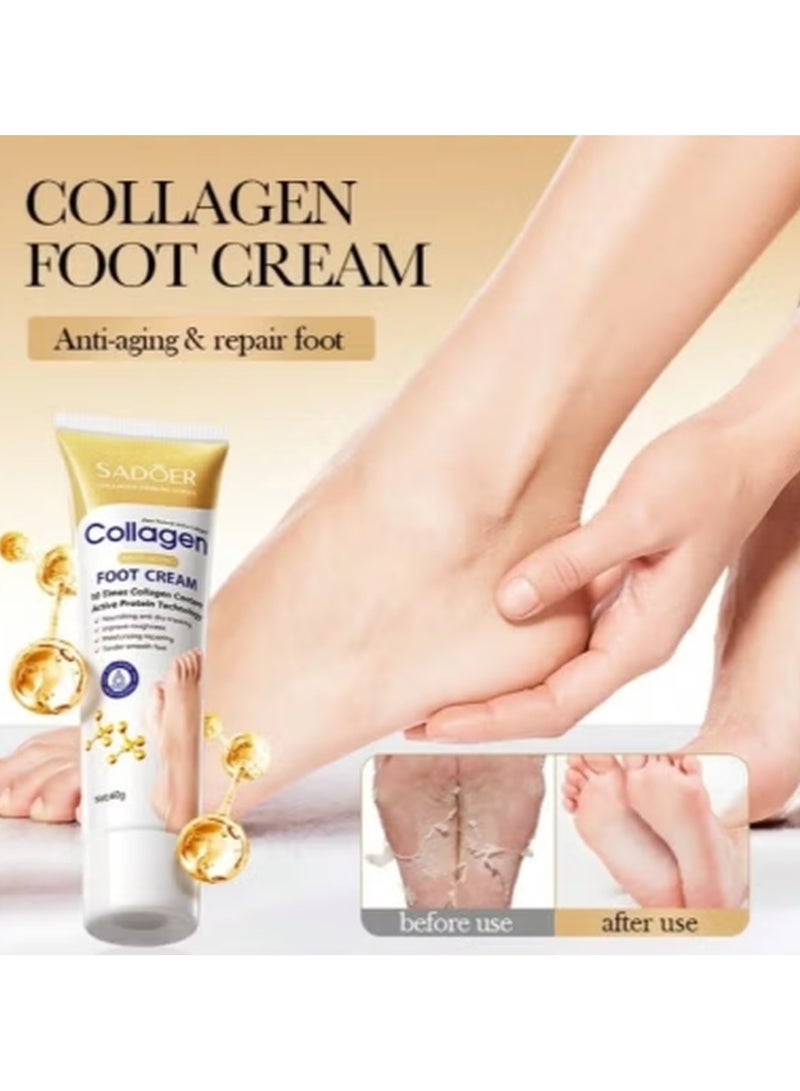 SADOER Collagen Foot Cream 60g – Deep Nourishing & Moisturizing Cream for Dry, Cracked Heels | Soft, Smooth & Whitening Foot Care - Image 1