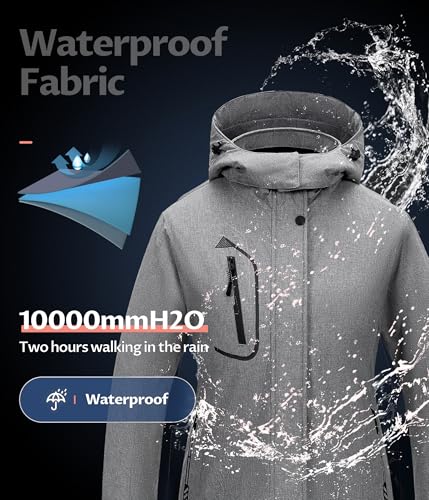 CREATMO US Snow Jackets For Women Coats Womens Ski Snowboarding Jacket Women's Waterproof Warm Winter Coat Outdoor Windbreaker Hiking Charcoal Heather M - Image 4
