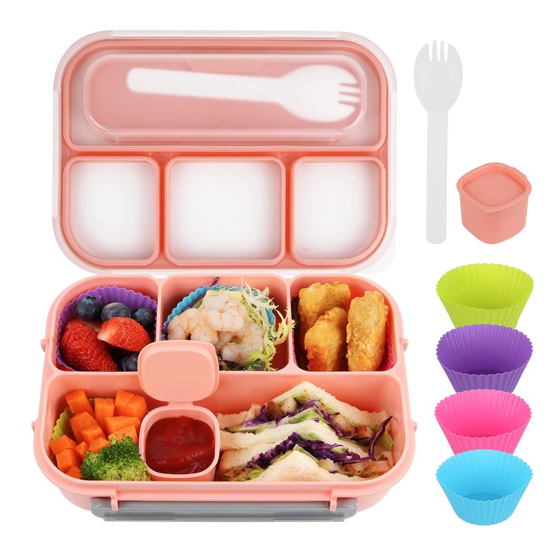MaMix Bento Lunch Box for Kids Lunch Containers for AdultsKidsStudents1300ML4 Compartment Bento Box for Kids pink