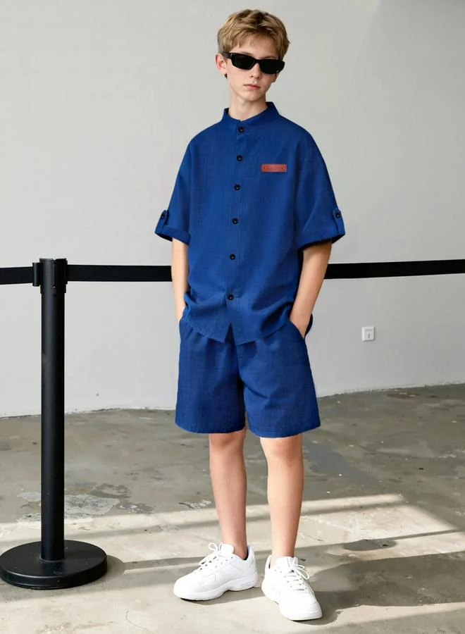 Take Two Teen Boys Solid Short Sleeve Shirt and Shorts Set