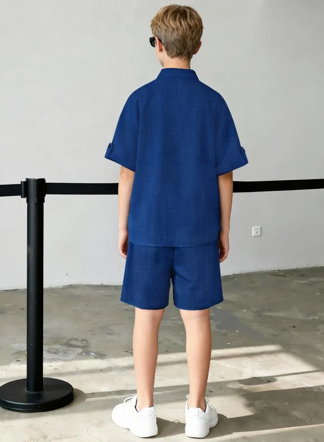 Take Two Teen Boys Solid Short Sleeve Shirt and Shorts Set