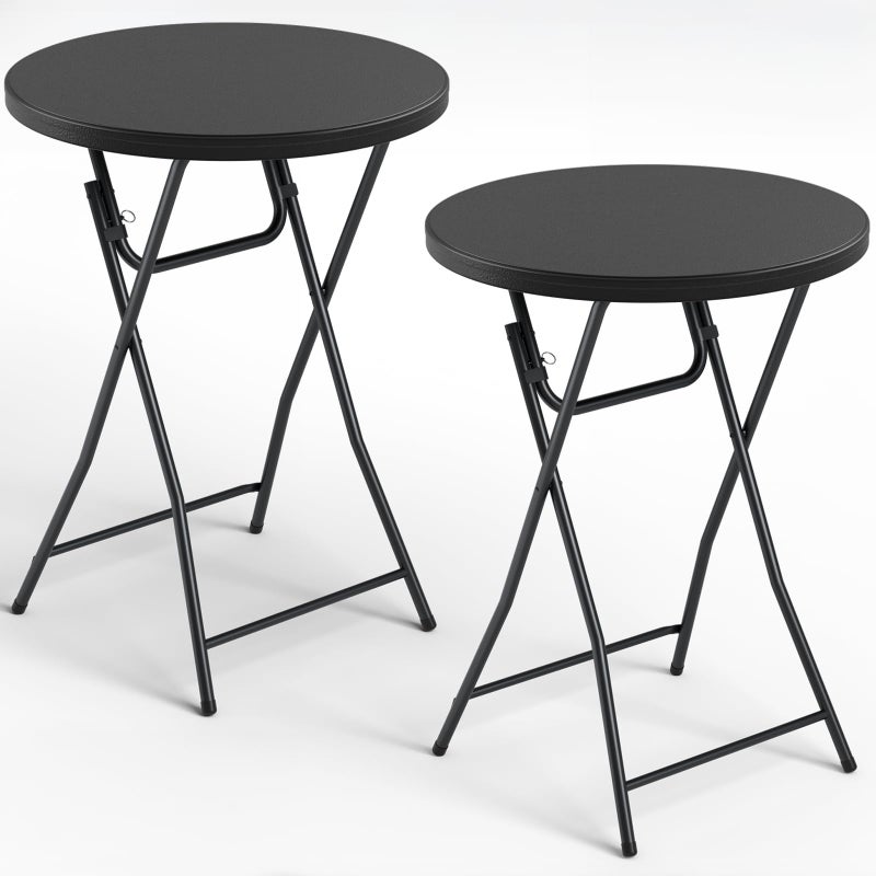 MAKE CHANGES Folding Table 2 Pack, 32 Inch Foldable Cocktail Bar, High Top Round Folding Bar Tables No Assembly, Portable Bistro & Commercial Event Furniture for Wedding, Banquet, Party, Indoor Outdoor Use - Image 1