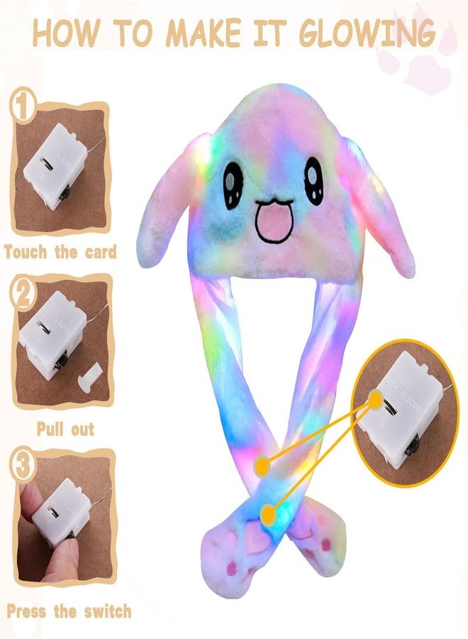 Audaisyly Funny Plush Rabbit Hat Ear Moving Jumping Hats, Cute LED Animal Beanie Cap for Women Girls Cosplay Party Holiday - Image 3