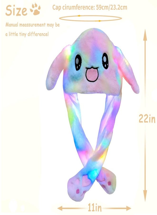 Audaisyly Funny Plush Rabbit Hat Ear Moving Jumping Hats, Cute LED Animal Beanie Cap for Women Girls Cosplay Party Holiday - Image 2