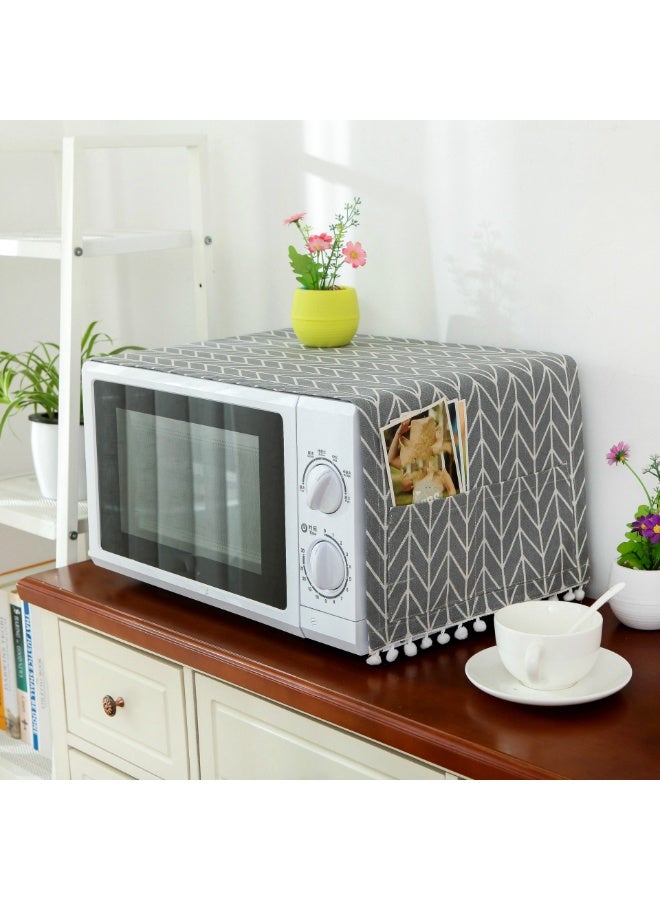 1pcFloral Print Microwave & Washing Machine Dust Cover - Versatile Home Decor for - Image 3