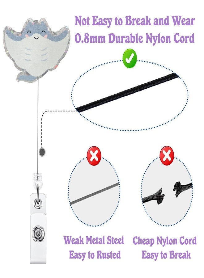 Bydevia Cute Stingray Badge Reel Retractable for Nurse Nursing RN CNA Doctor Medical Worker & Teacher | Funny Ocean Animal Pediatric Nurse Badge Holder with Alligator Clip & 24” Durable Nylon Cord | Acrylic - Image 4
