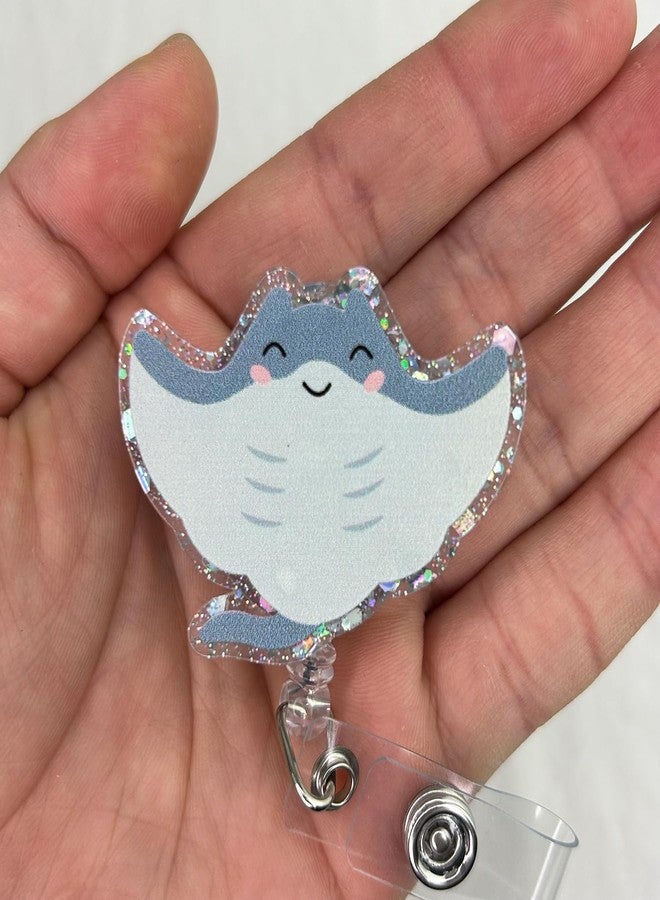 Bydevia Cute Stingray Badge Reel Retractable for Nurse Nursing RN CNA Doctor Medical Worker & Teacher | Funny Ocean Animal Pediatric Nurse Badge Holder with Alligator Clip & 24” Durable Nylon Cord | Acrylic - Image 3