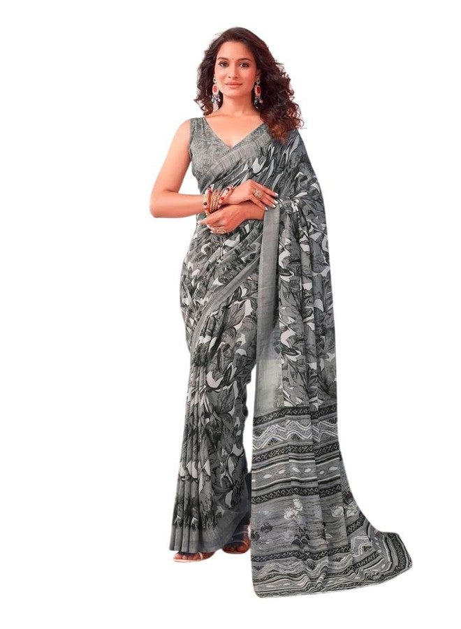 shiv textiles ساري مطبوع من شيف تكسيلز للنساء (517S102_رمادي) - Image 1