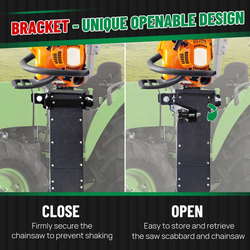 LookFox Heavy-duty Chainsaw Holder for Tractor, Fits All Chainsaw Sizes, 13lb-Side Open Door Bracket+Saw Scabbard, Portable&Sturdy&Anti-shake, Universal Chainsaw Mount Carrier Kit for ATVs/UTVs/Trucks - Image 3