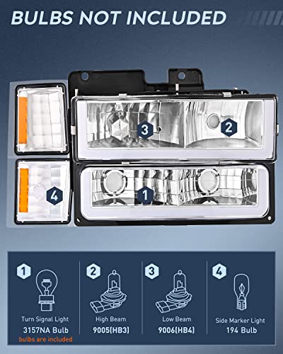 Nilight Headlights Assembly Led DRL for Chevy Silverado 1500 2500 3500 1994 1995 1996 1997 199819941998 Tahoe C10 CKSuburbanSide Maker Light Not for GMC Yukon - Image 3