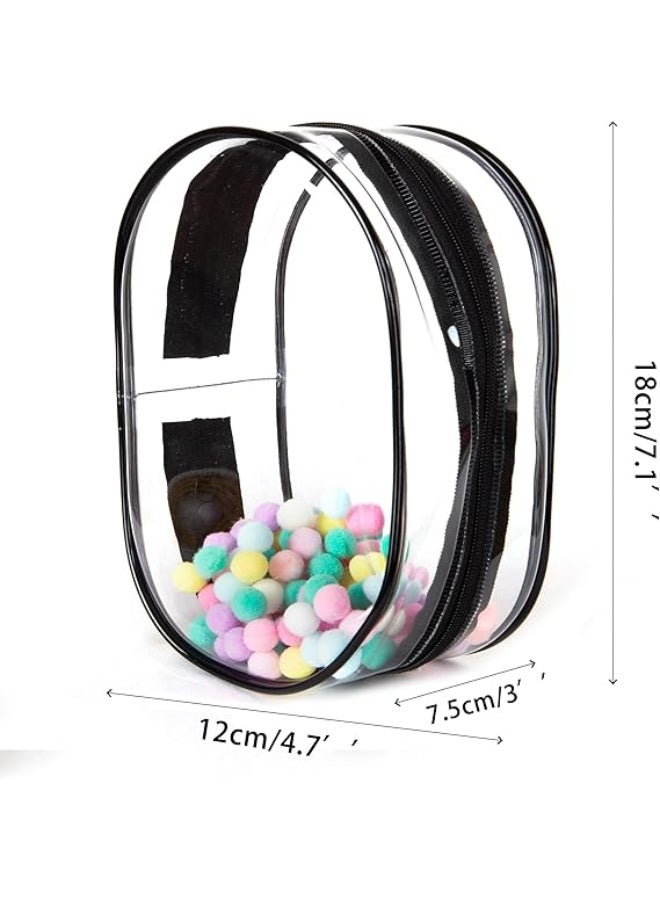 Clear Figure Display Bag with White Hairball Keychain, Portable Doll Storage Bag Hanging Blind Box Organizer Zipper Closure - Image 2