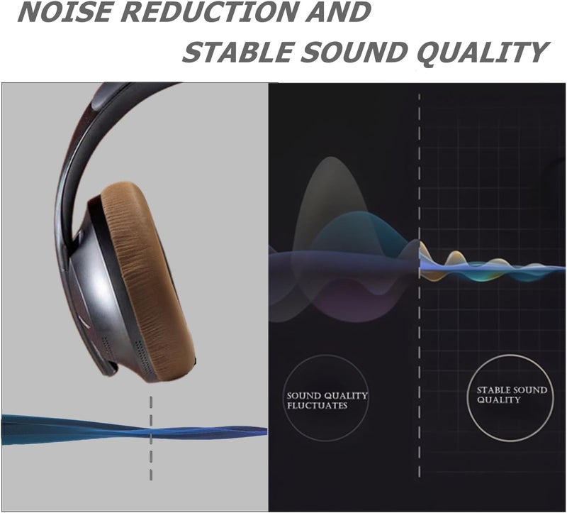 Cypher.V وسادات أذن بديلة، غطاء وسادات للأذن لسماعات Bose 700 المانعة للضوضاء NC700 فوق الأذن (بيج) - Image 3