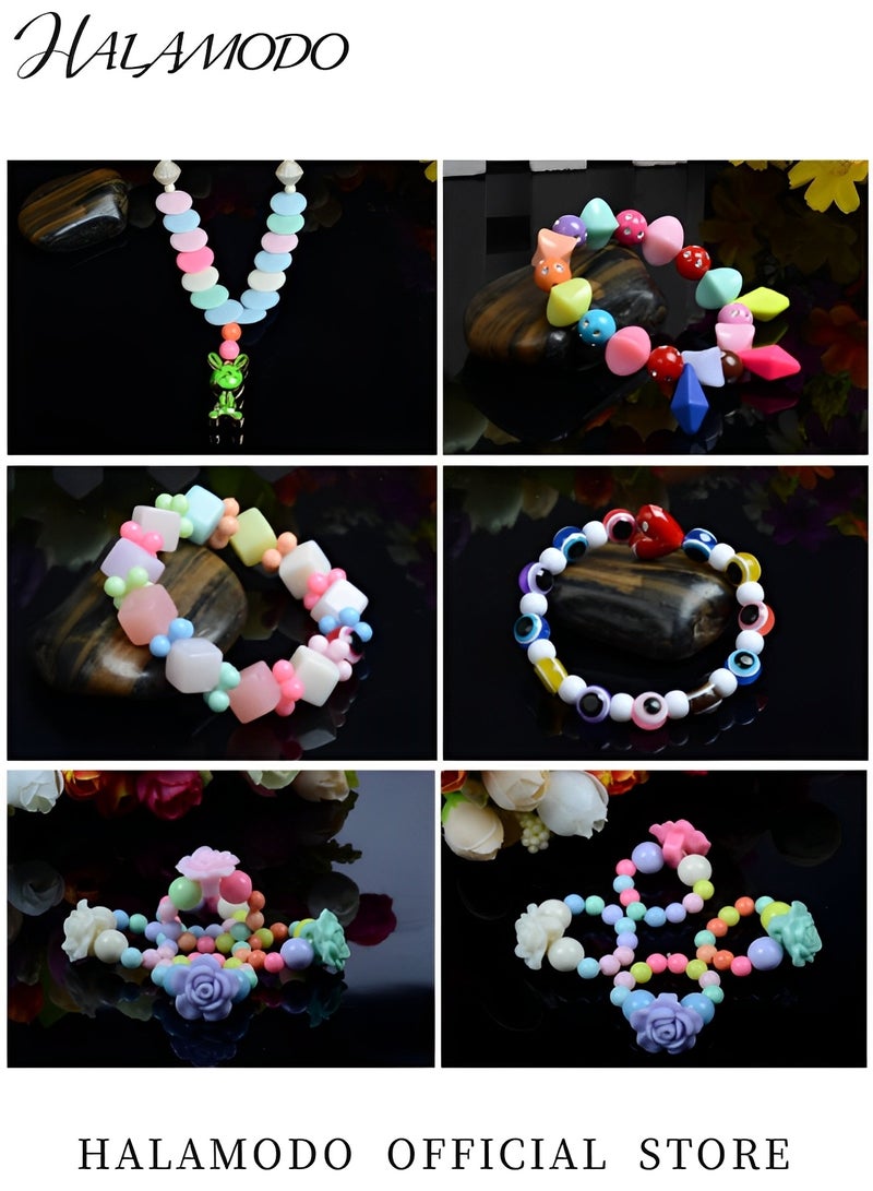 HALAMODO DIY Beads Set for Jewelry Making Crafts Bead Bracelets Colorful Acrylic Crafting DIY Beads Kit Box Jewelry Crafting Set with Accessories for Kids Adults Children - Image 4